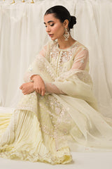 PEARL MIST-4 PIECE EMBROIDERED ORGANZA SUIT