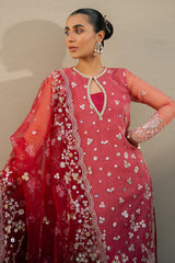CRIMSON FIRE-3PC ORGANZA EMBROIDERED PRET