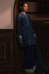 AZURE ELEGANCE-3PC SILK EMBROIDERED SUIT