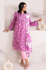PINK WAVE-3 PIECE PRINTED LAWN SUIT