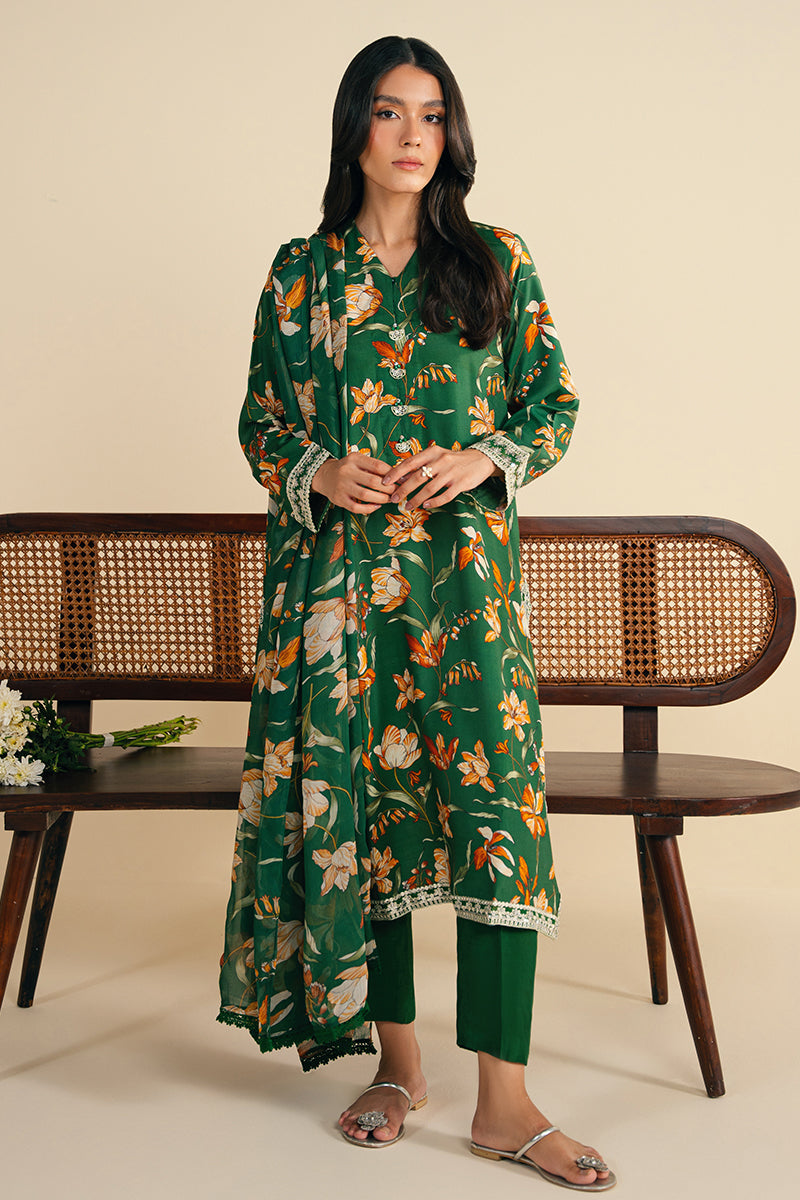 GREEN SPARKLE-2 PC (SHIRT & DUPATTA)