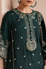 EMERALD GRACE-3 PIECE EMBROIDERED ORGANZA SUIT