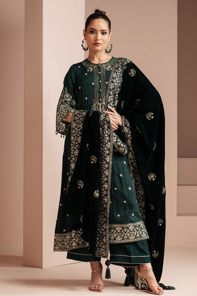 EMERALD GRACE-3 PIECE EMBROIDERED ORGANZA SUIT