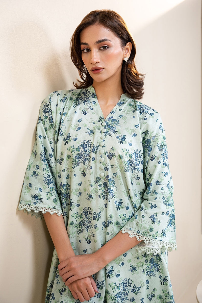 MINT FROST-2 PC PRNTED LINEN SUIT