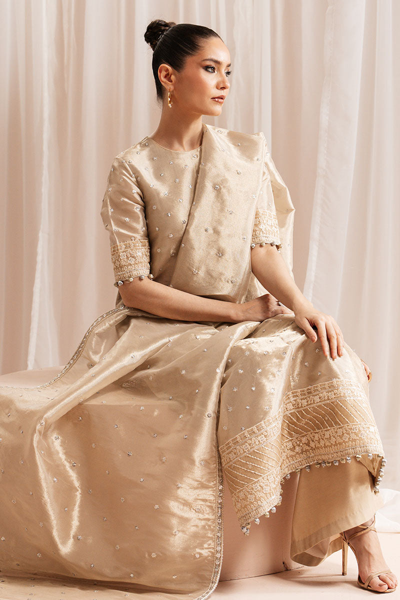 GILDED GLOW-4 PIECE EMBROIDERED SILK SUIT