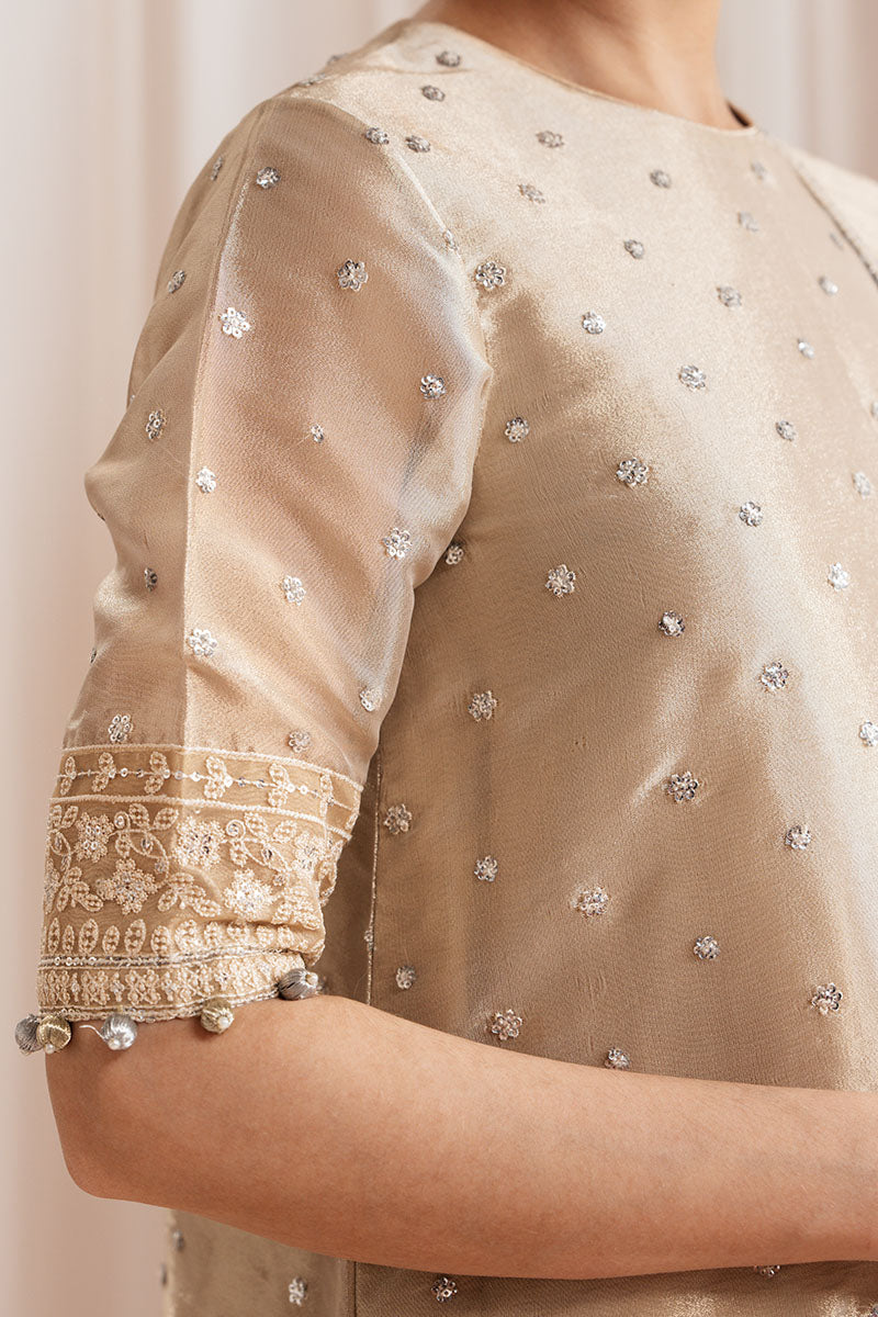 GILDED GLOW-4 PIECE EMBROIDERED SILK SUIT