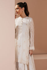 ANTIQUE WHITE-4 PIECE EMBROIDERED CHIFFON SUIT