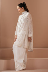 ANTIQUE WHITE-4 PIECE EMBROIDERED CHIFFON SUIT