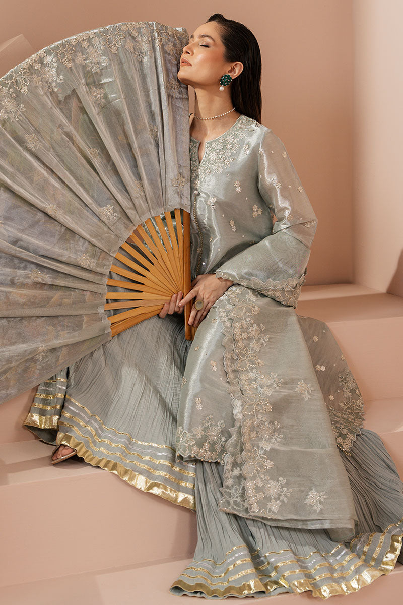 MINT AURA-4 PIECE EMBROIDERED SILK SUIT