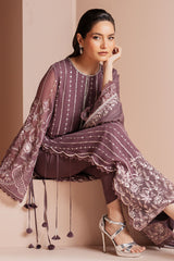 VIOLET HAZE-4 PIECE EMBROIDERED CHIFFON SUIT