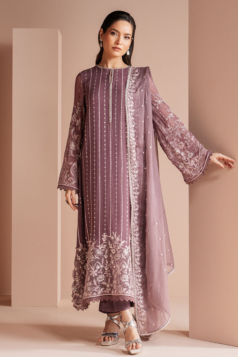 VIOLET HAZE-4 PIECE EMBROIDERED CHIFFON SUIT