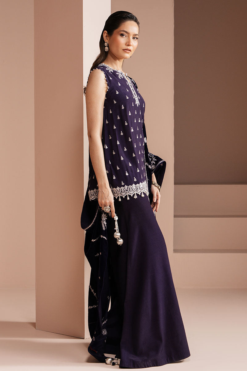 PURPLE MAJESTY-3 PIECE EMBROIDERED SILK SUIT