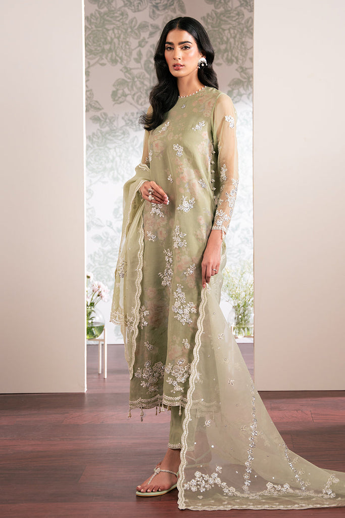 TENDER BREEZE-4 PC EMBROIDERED ORGANZA SUIT