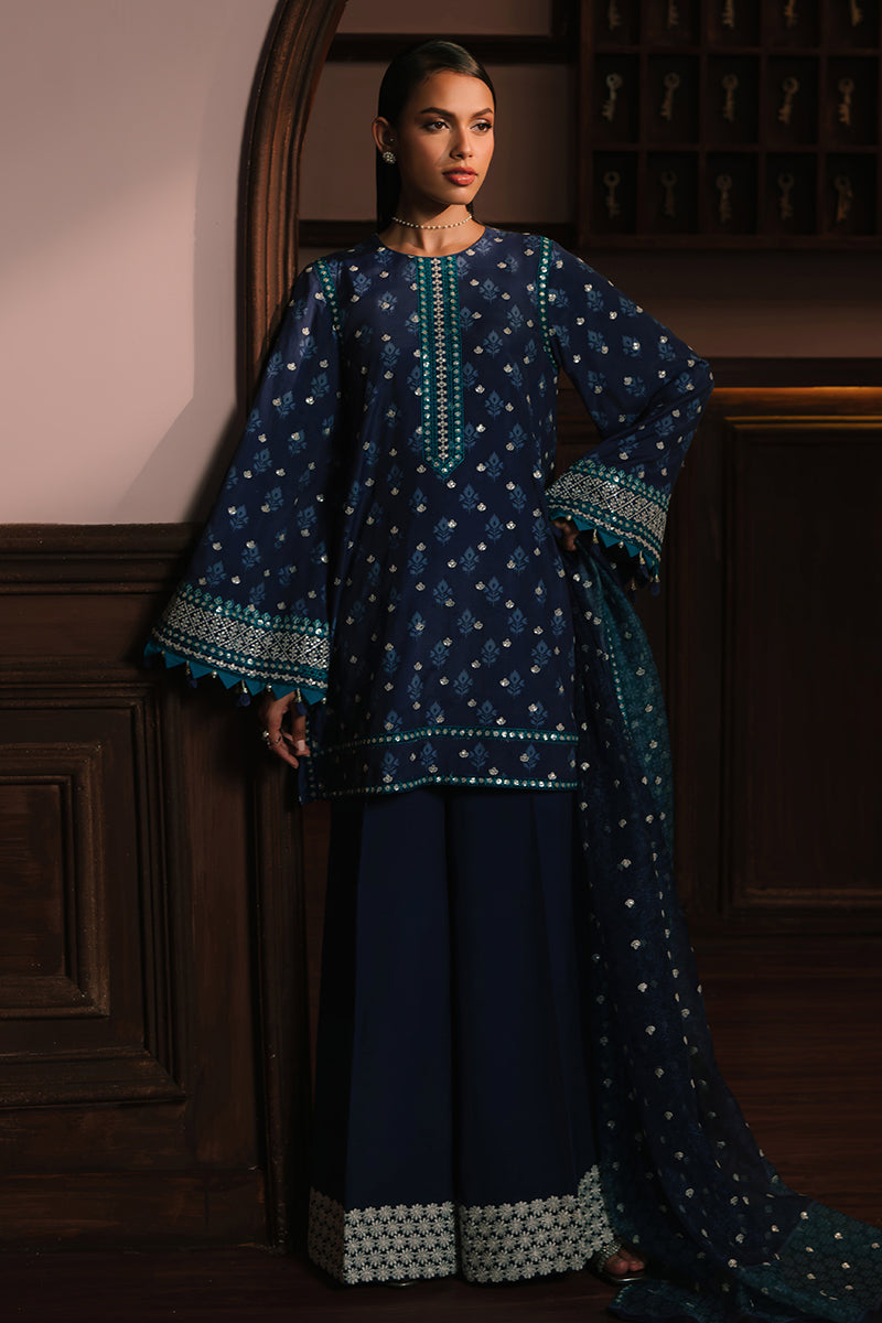 AZURE ELEGANCE-3PC SILK EMBROIDERED SUIT