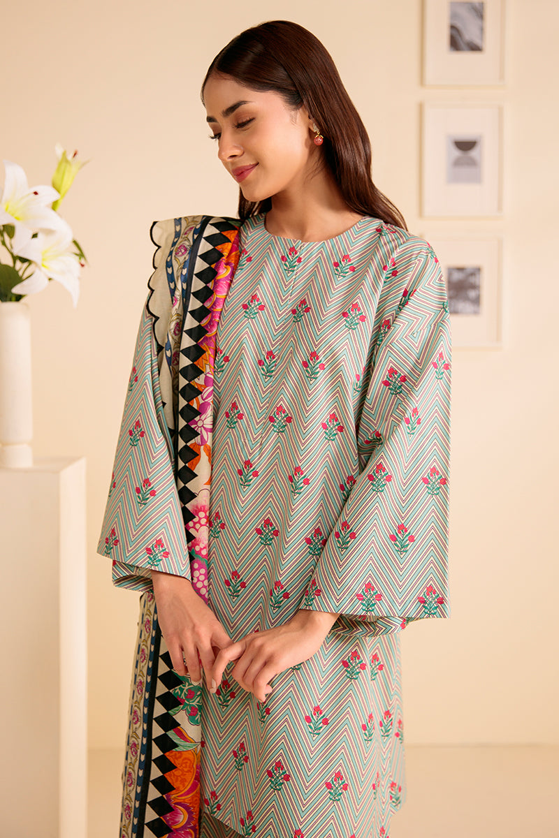 FLORAL VERVE-3 PIECE PRINTED LAWN SUIT