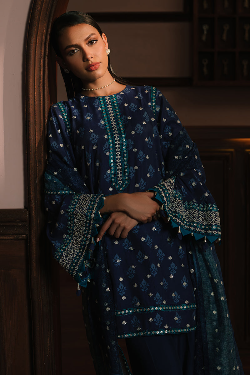 AZURE ELEGANCE-3PC SILK EMBROIDERED SUIT