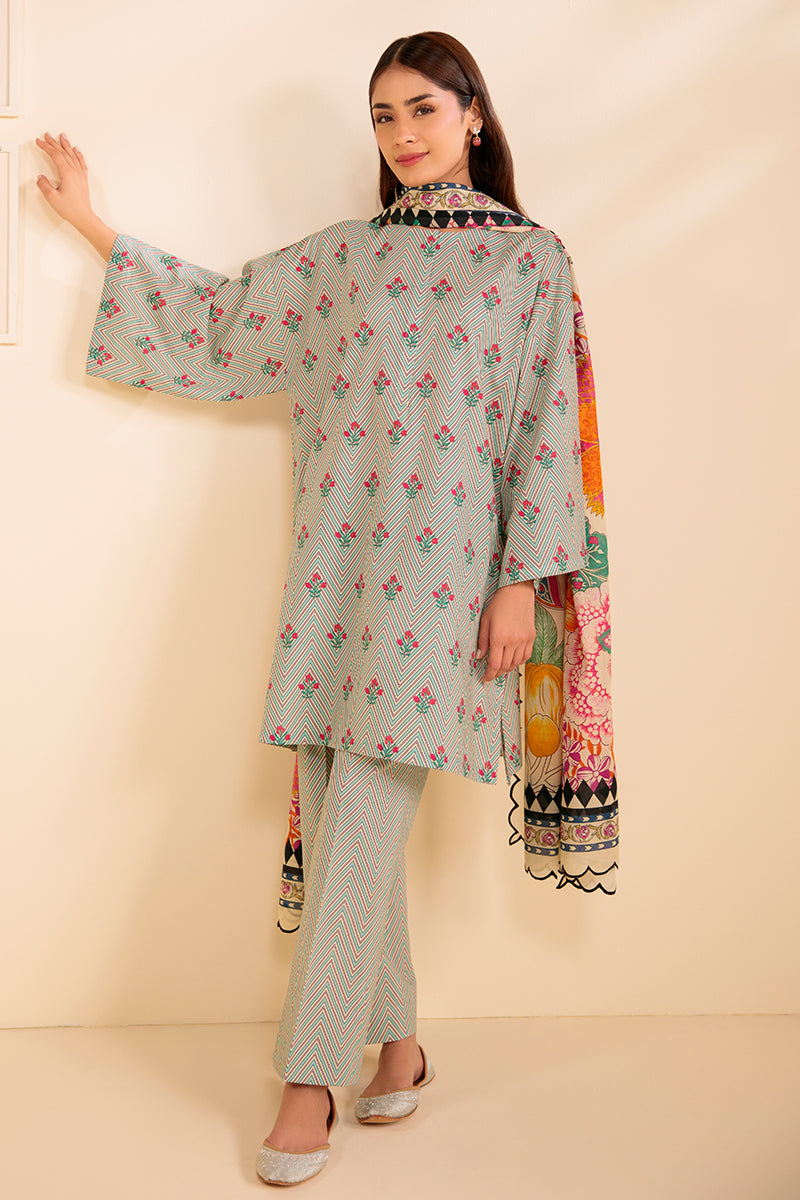 FLORAL VERVE-3 PIECE PRINTED LAWN SUIT