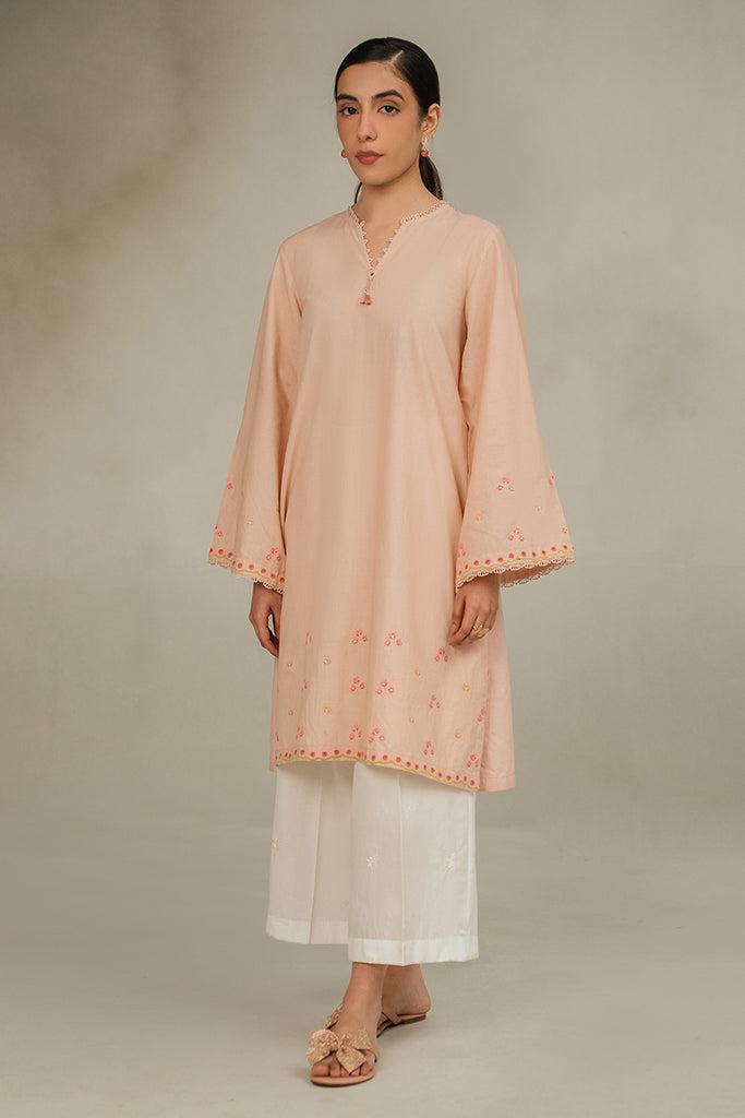 ROSE SMOKE LAWN EMBROIDERED SHIRT