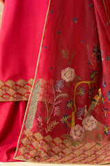 ROSY TWILIGHT-3 PIECE EMBROIDERED SILK SUIT