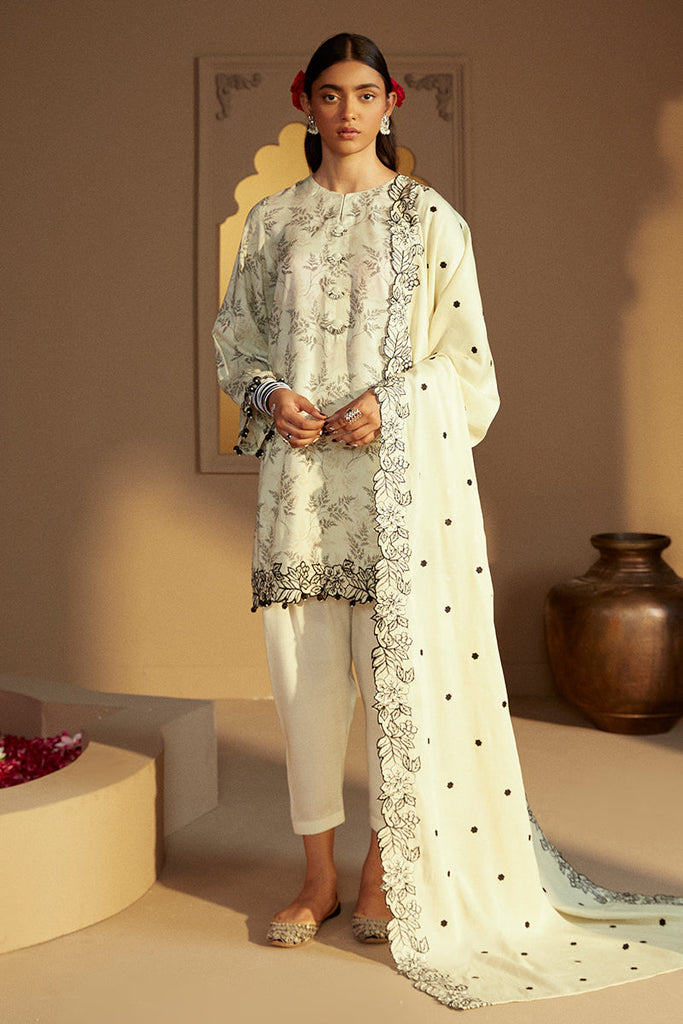 DOVE GRAY-3 PC LINEN EMBROIDERED SUIT