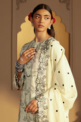 DOVE GRAY-3 PC LINEN EMBROIDERED SUIT