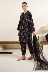 MIDNIGHT BLOOM-3 PC (SHIRT, TROUSER & DUPATTA)