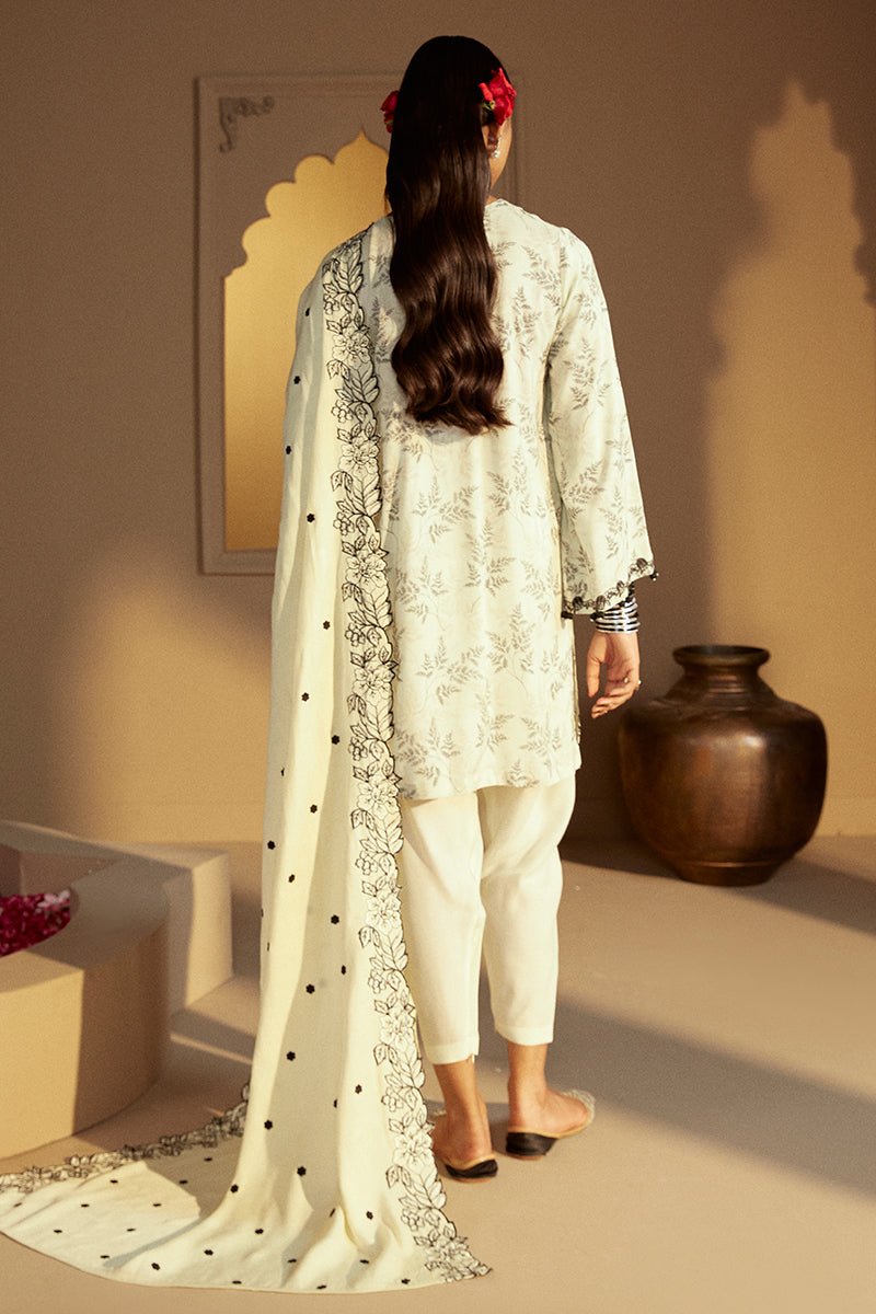 DOVE GRAY-3 PC LINEN EMBROIDERED SUIT