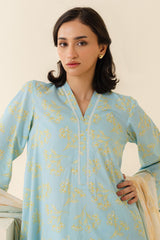 BLUE FOLIAGE-3 PC PRINTED LAWN SUIT