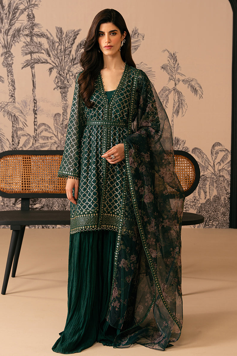 VIRIDIAN HAVEN-4 PIECE EMBROIDERED CHIFFON SUIT