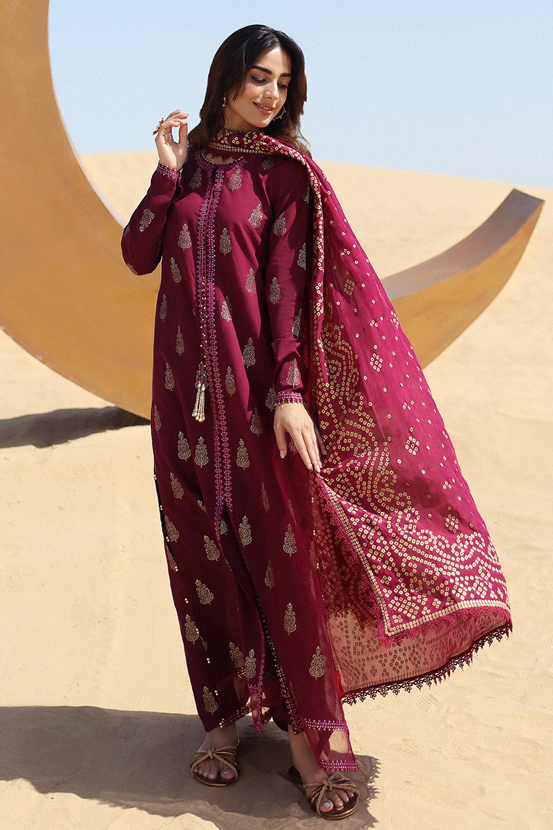 CRIMSON AURA-3 PIECE COTTON JACQUARD SUIT