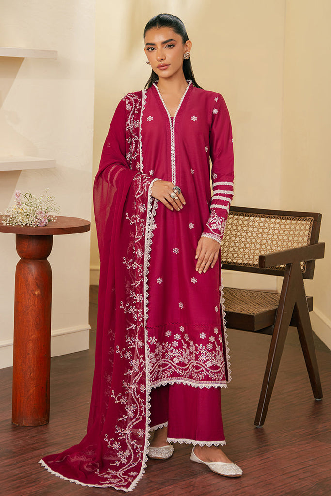 ROSE IMPRESSION-3 PIECE EMBROIDERED CAMBRIC SUIT