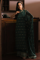 EMERALD MAJESTY-3PC SILK EMBROIDERED SUIT