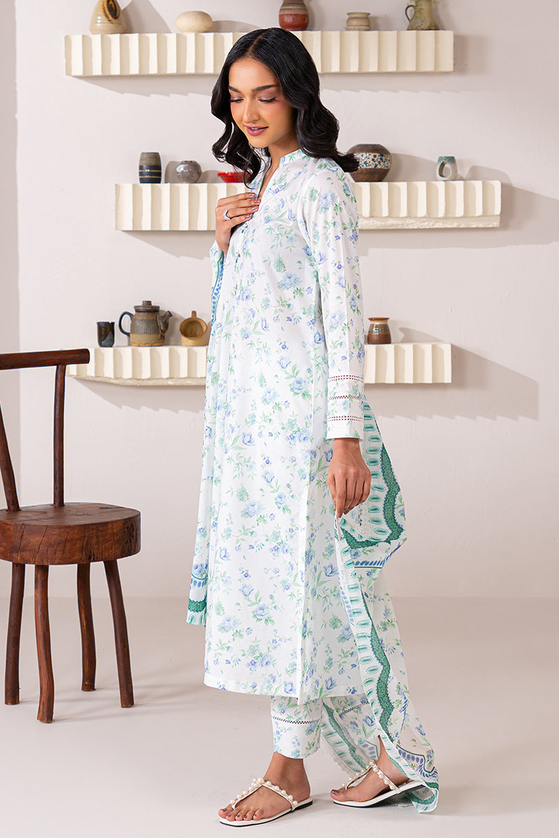 MAJESTIC WHITE-3 PIECE PRINTED LAWN SUIT