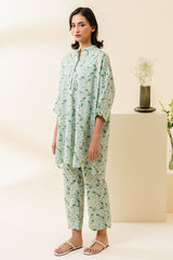 AQUA MINT-2 PC PRINTED LAWN SUIT