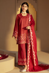 GARNET RIME-3 PC KHADDAR PRINTED SUIT