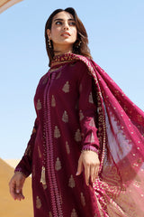 CRIMSON AURA-3 PIECE COTTON JACQUARD SUIT