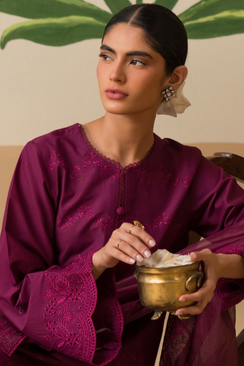 PLUM PARFAIT-3 PIECE CHIKANKARI SUIT