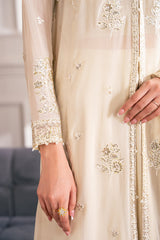 SEA MIST-4 PC EMBROIDERED CHIFFON SUIT