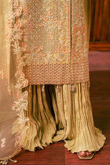 CANARY BUTTER-4 PIECE EMBROIDERED ORGANZA SUIT