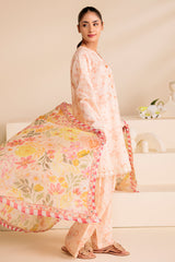 DUSKY ROSE-3 PIECE PRINTED LAWN SUIT