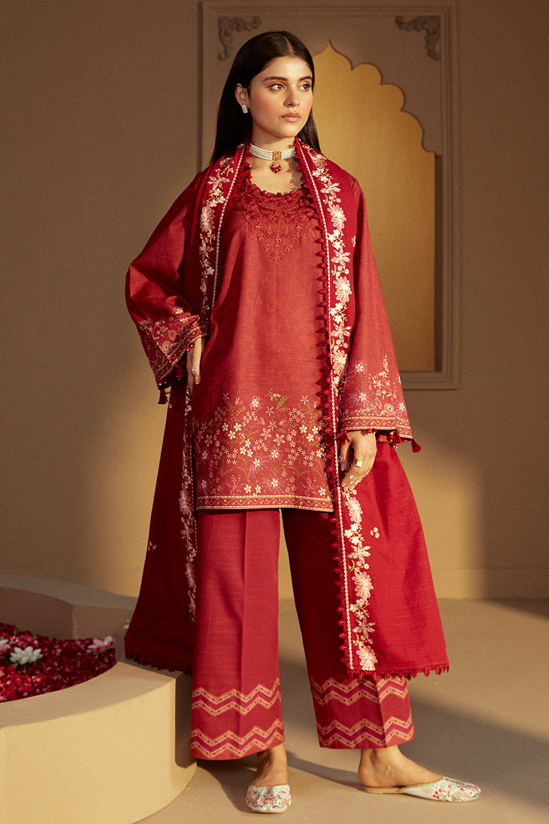 GARNET RIME-3 PC KHADDAR PRINTED SUIT