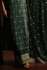 EMERALD MAJESTY-3PC SILK EMBROIDERED SUIT