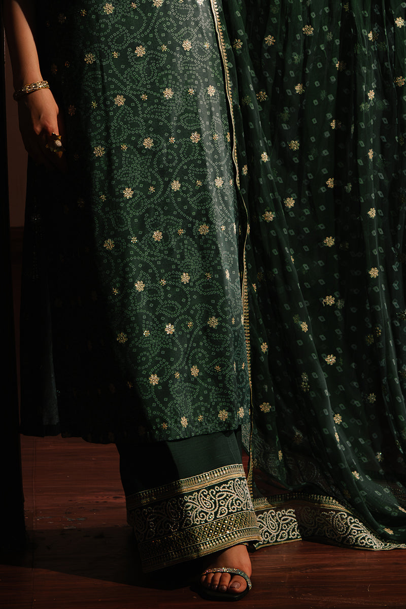 EMERALD MAJESTY-3PC SILK EMBROIDERED SUIT