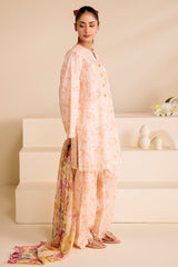 DUSKY ROSE-3 PIECE PRINTED LAWN SUIT