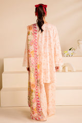 DUSKY ROSE-3 PIECE PRINTED LAWN SUIT