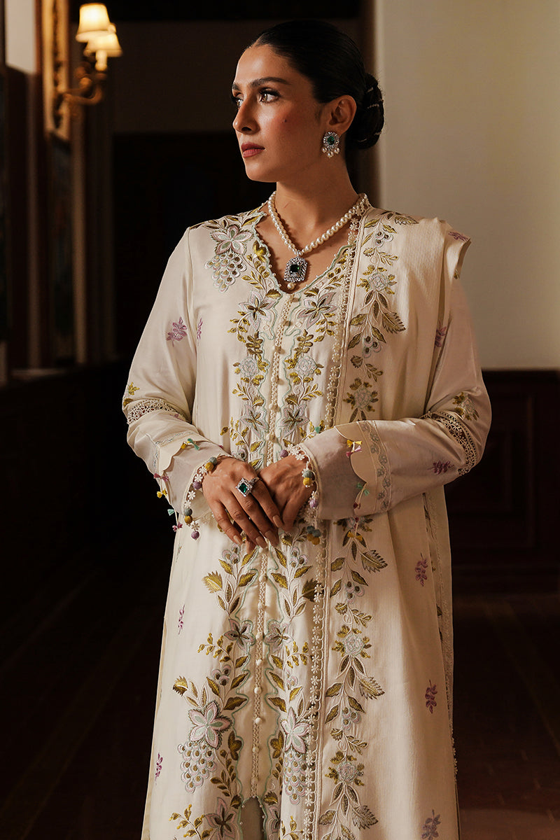 IVORY GARDEN-3PC SATIN EMBROIDERED SUIT