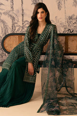 VIRIDIAN HAVEN-4 PIECE EMBROIDERED CHIFFON SUIT