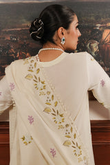 IVORY GARDEN-3PC SATIN EMBROIDERED SUIT