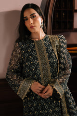 TEAL NOIR-4PC NET EMBROIDERED SUIT