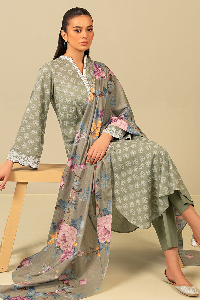 BLOOMING SAGE-3 PIECE PRINTED SUIT